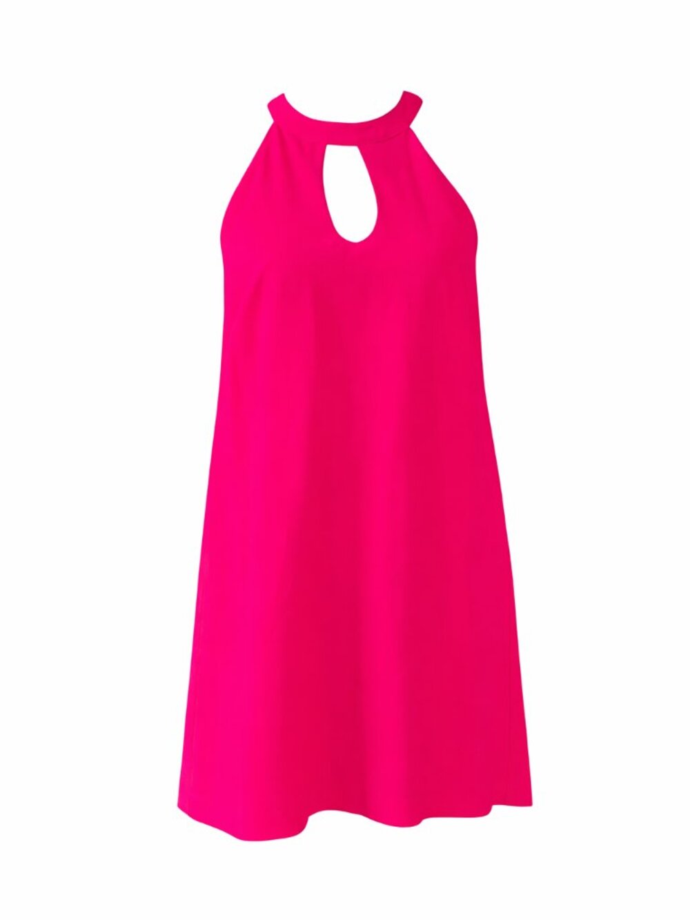 Nicole Miller Atelier Hot Pink Crepe Shift Dress Keyhole Halter Size 2